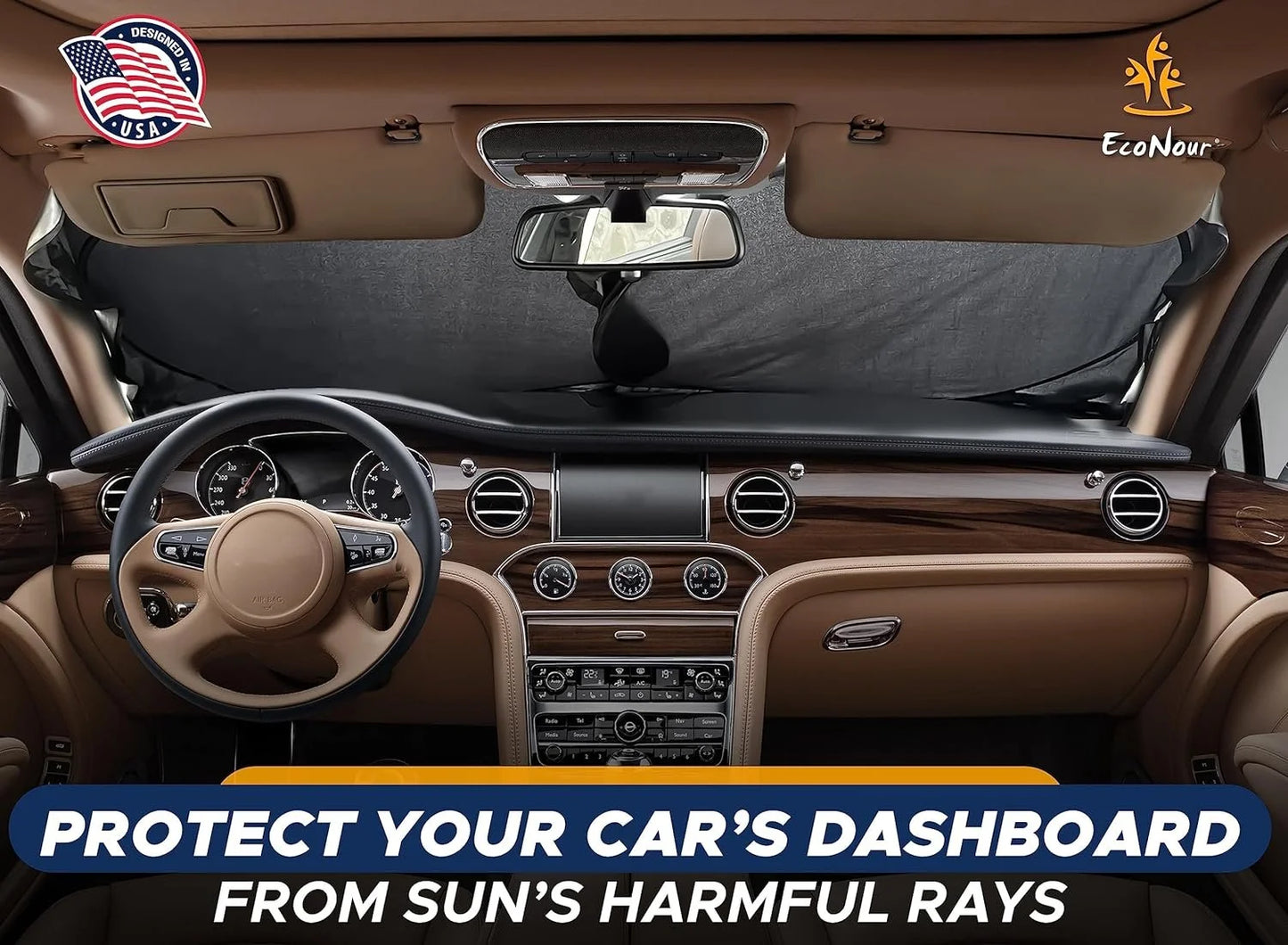 ECONOUR Car Sunshade 64 x 32 Inches - MHWSX2