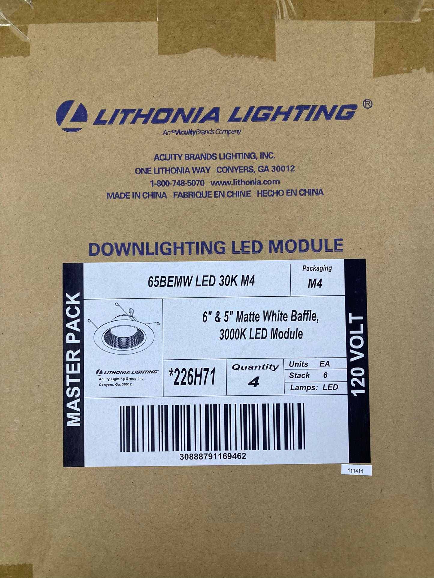 6” & 5” Led Dimmable Matte White Baffle 3000K Lithonia Lighting - MHD71