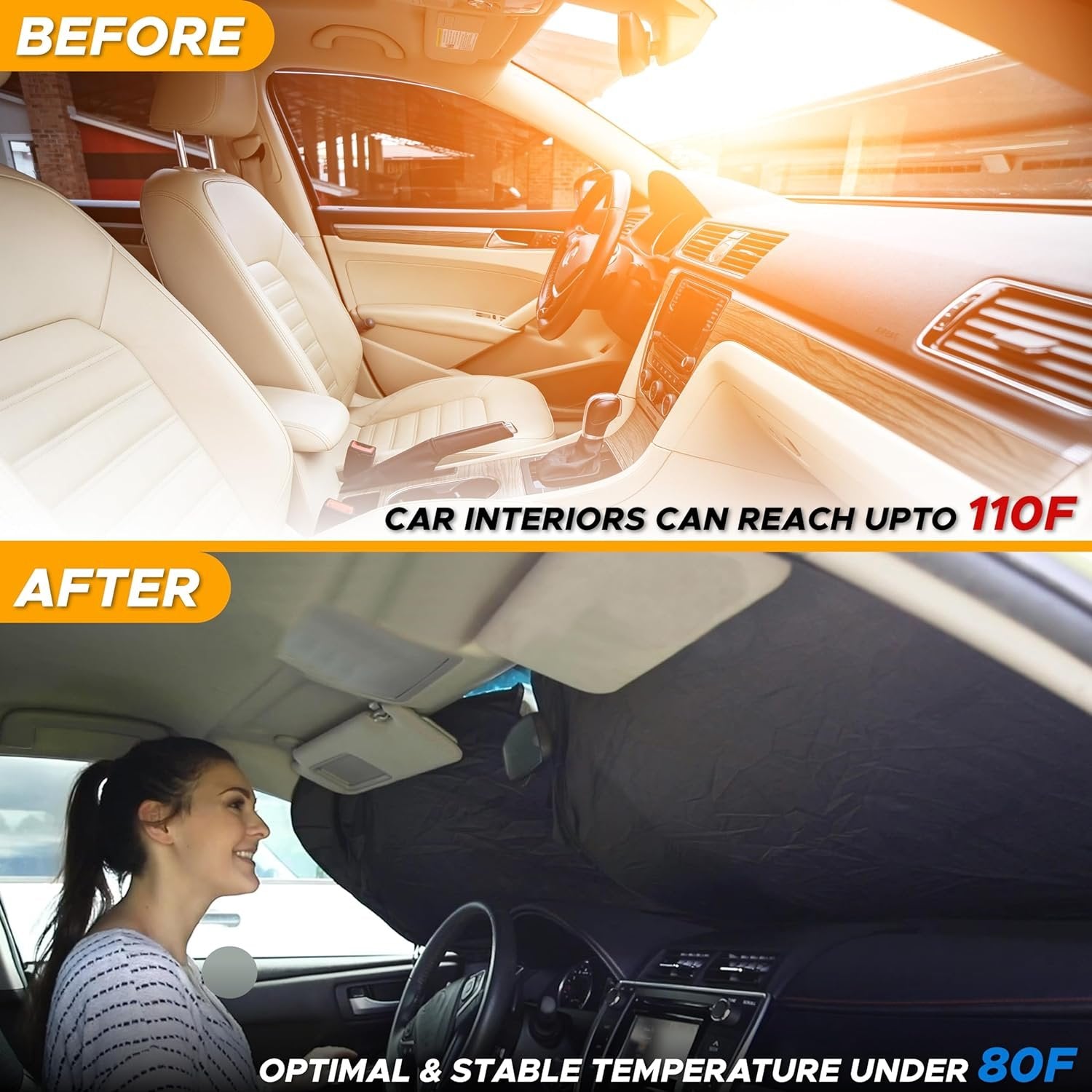 ECONOUR Car Sunshade 64 x 32 Inches - MHWSX2