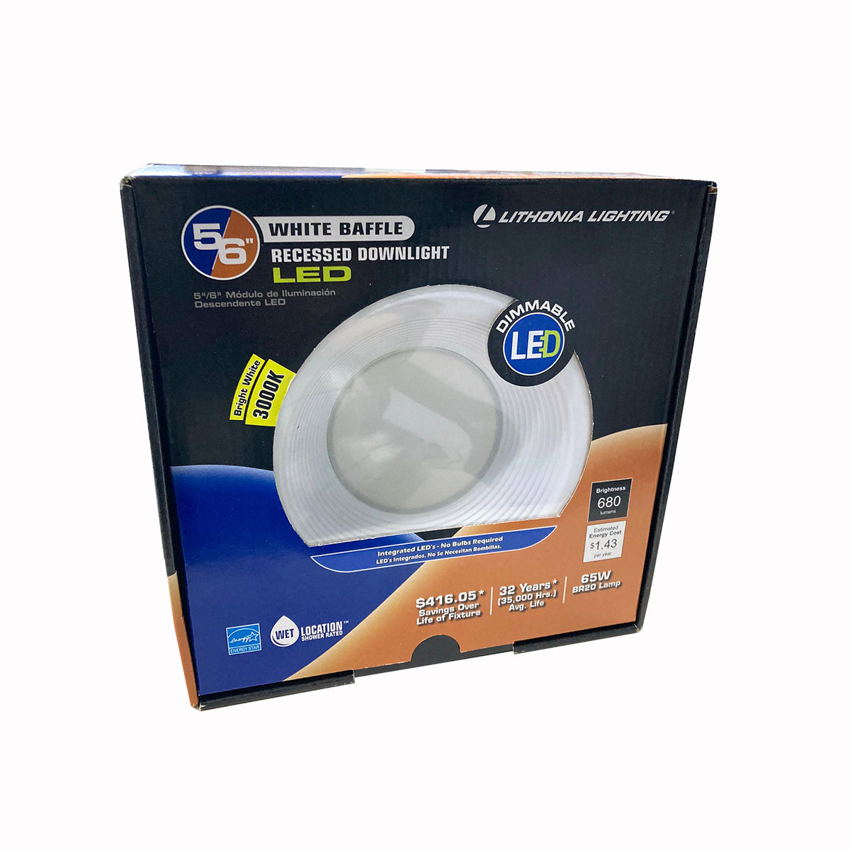 6” & 5” Led Dimmable Matte White Baffle 3000K Lithonia Lighting - MHD71