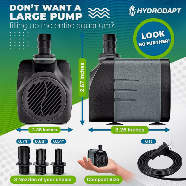 Hydrodapt Submersible Water Pump 30W 550 Gph (Aquarium, Pond & Fountain) - MHL1500