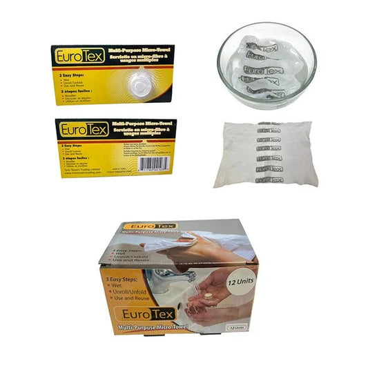 12 PCS Eurotex Multi-Purpose Micro-Towel (Decompressed Towel)